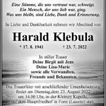 Traueranzeige Harald Klebula