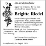 Danksagung Brigitte Riedel