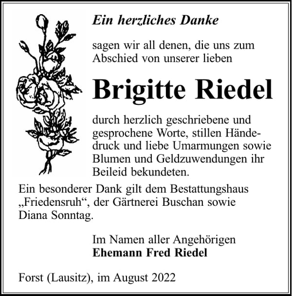 Danksagung Brigitte Riedel