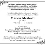 Traueranzeige Marion Merhold, geb. Schulz