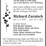 Traueranzeige Richard Zarnisch