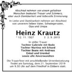 Traueranzeige Heinz Krautz