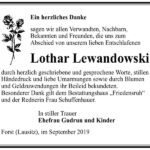 Danksagung Lothar Lewandowski