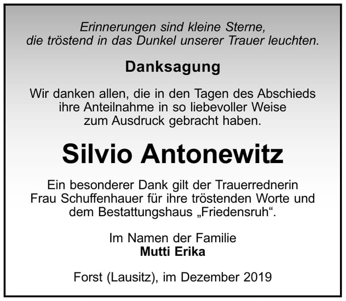 Danksagung Silvio Antonewitz