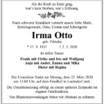 Traueranzeige Irma Otto, geb. Fritsche
