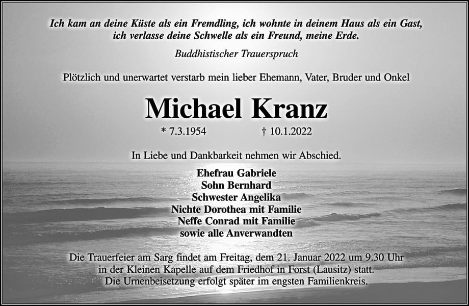 Traueranzeige Michael Kranz