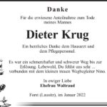 Danksagung Dieter Krug