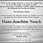 Danksagung Hans-Joachim Noack