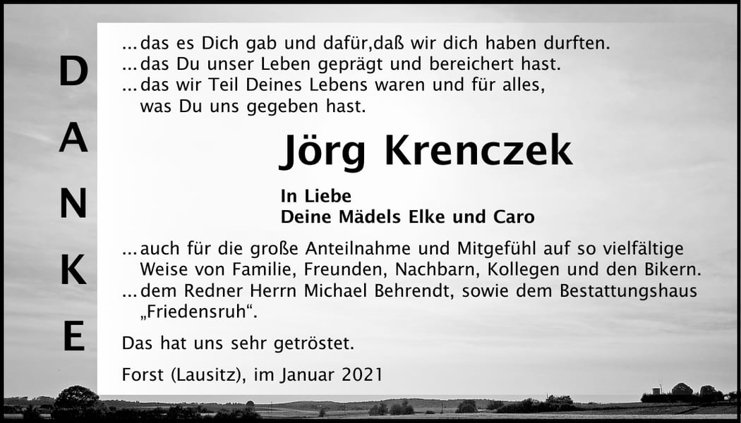 Danksagung Jörg Krenczek