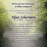 Traueranzeige Klaus Schurmann