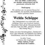 Danksagung Welda Schöppe