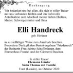 Danksagung Elli Handreck, geb. Herkner
