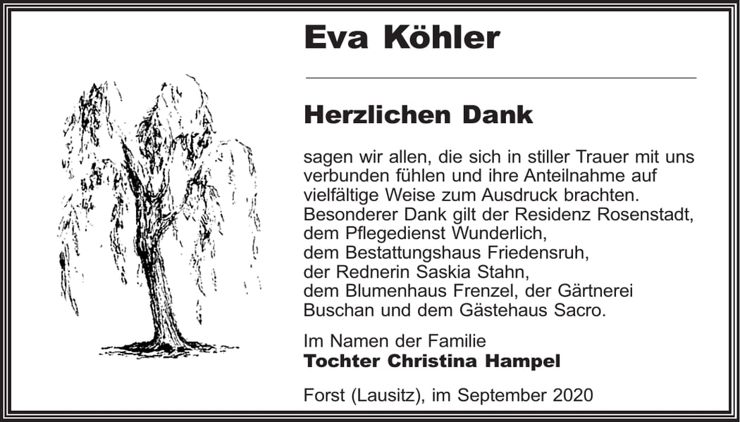 Danksagung Eva Köhler