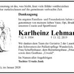 Danksagung Karlheinz Lehmann