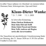 Traueranzeige Klaus-Dieter Wanke
