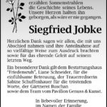 Danksagung Siegfried Jobke