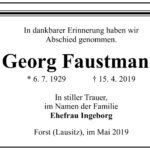 Traueranzeige Georg Faustmann