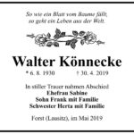 Traueranzeige Walter Könnecke
