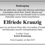 Danksagung Elfriede Krauzig