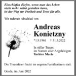 Traueranzeige Andreas Konietzny