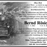 Danksagung Bernd Rösicke