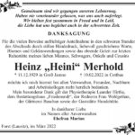 Danksagung Heinz „Heini“ Merhold