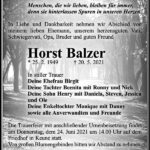 Traueranzeige Horst Balzer