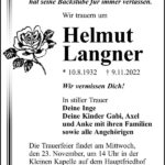 Traueranzeige Helmut Langner