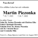 Nachruf Martin Piezonka