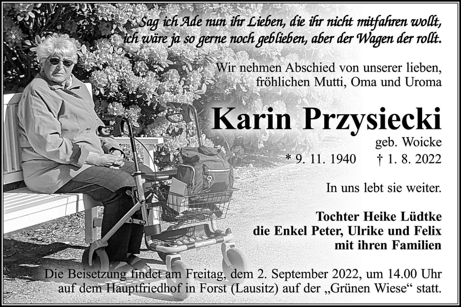 Traueranzeige Karin Przysiecki, geb. Woicke