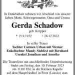 Traueranzeige Gerda Schadow, geb. Krepper