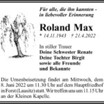 Traueranzeige Roland Max