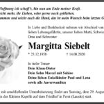 Traueranzeige Margitta Siebelt