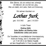 Traueranzeige Lothar Jurk