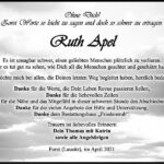 Danksagung Ruth Apel