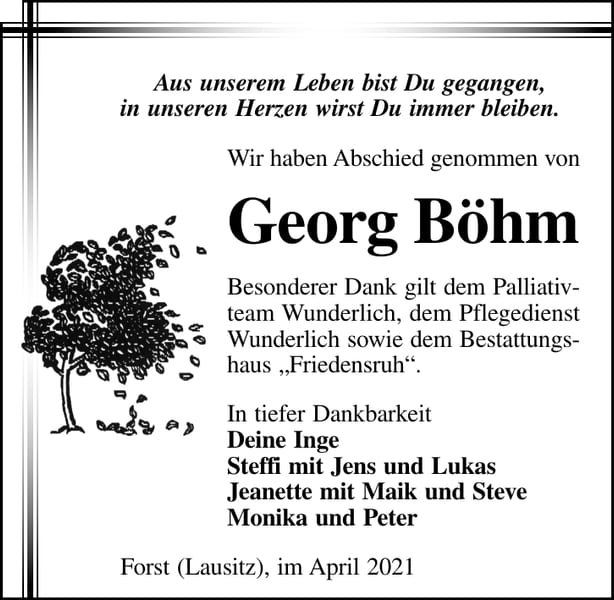 Danksagung Georg Böhm