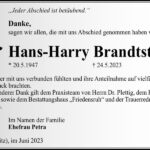 Danksagung Hans-Harry Brandtstäter