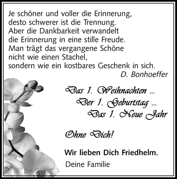 Jahresgedenken Friedhelm Lenk