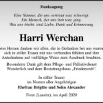 Danksagung Harri Werchan