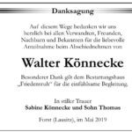Danksagung Walter Könnecke