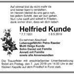 Traueranzeige Helfried Kunde