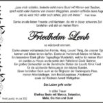 Traueranzeige Friedhelm Lenk