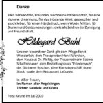 Danksagung Hildegard Buhl