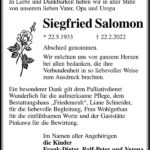 Danksagung Siegfried Salomon
