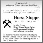 Traueranzeige Horst Stoppe
