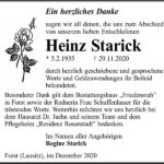 Danksagung Heinz Starick