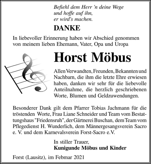 Danksagung Horst Möbus