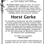 Danksagung Horst Gerke