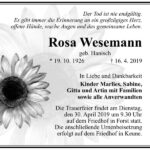 Traueranzeige Rosa Wesemann, geb. Hanisch