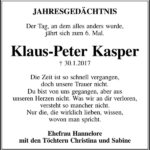 Jahresgedenken Klaus-Peter Kasper